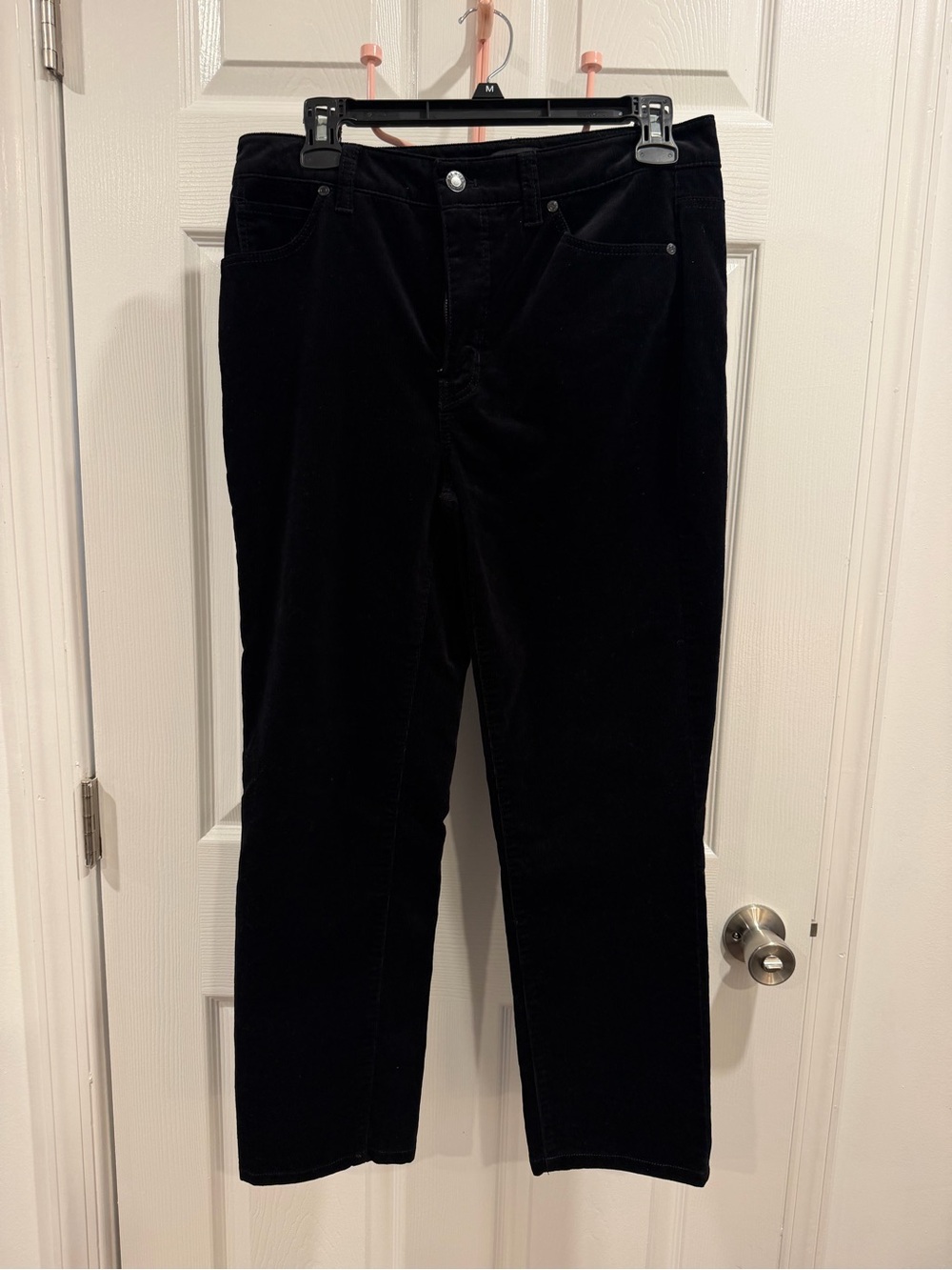 Talbots Black Stretch Corduroy Straight Leg Pants Women's Mid-High Rise Trousers
